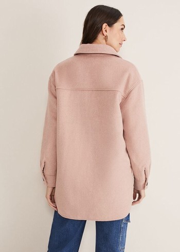 Phase Eight Sammy Plain Wool Shacket Coats Pink USA | 8142659-QB